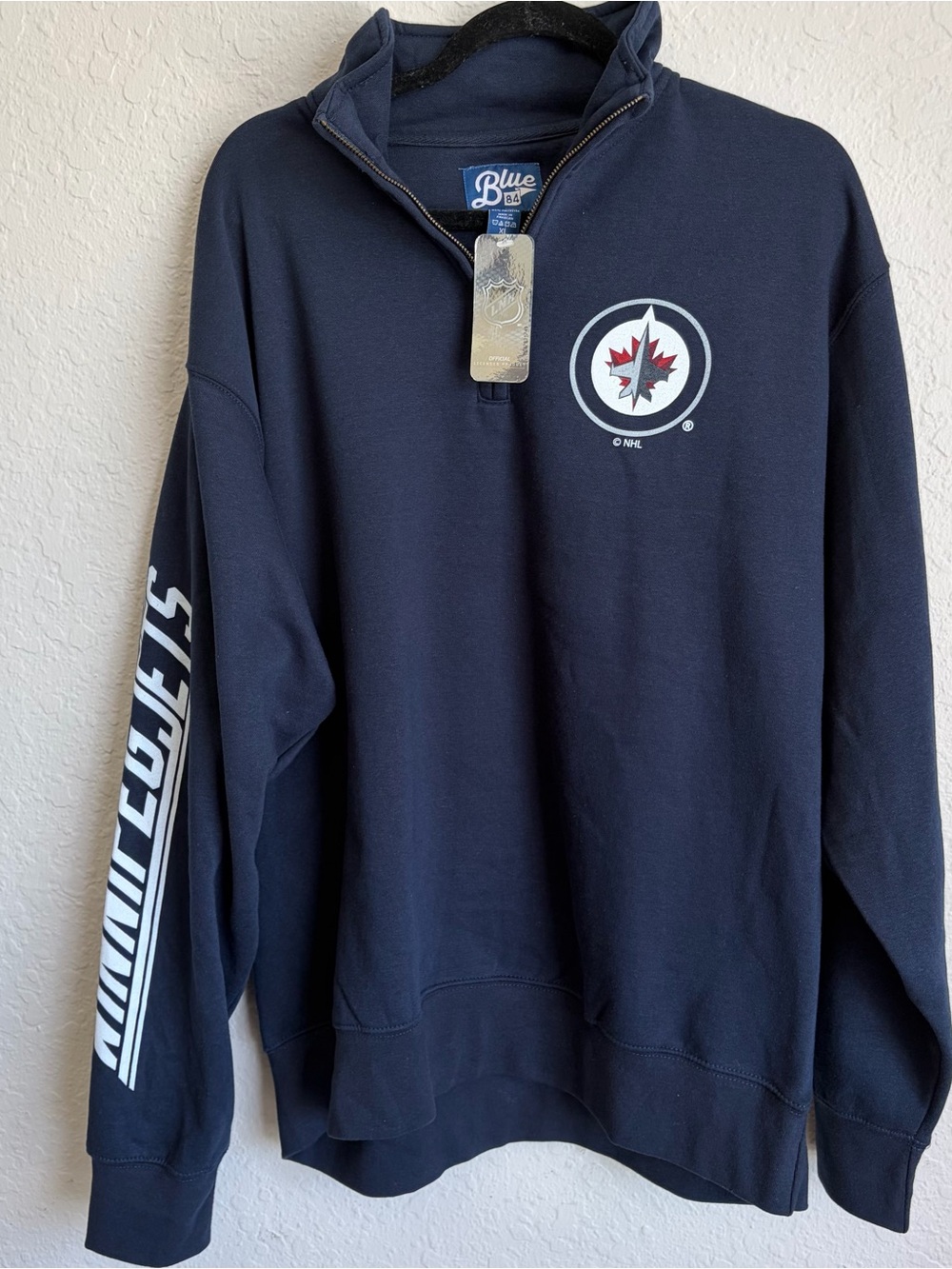Winnipeg Jets Blue 84 Navy 1/4 Zip Pullover - Men’s XL NHL NWT